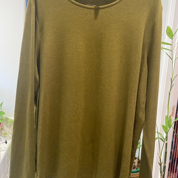 JOAN VASS OLIVE LONG SLEEVE TOP - Picture 2 of 5